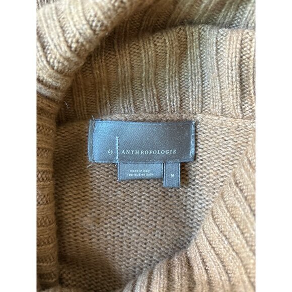 Anthropologie‎ Oversized Sweater Size Medium Camel Tan Hi Lo Hem Wool Blend - Picture 5 of 6